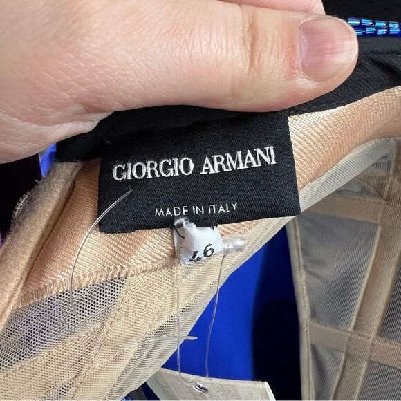 Sz 14(46 EUR) Giorgio Armani Cobalt Blue Beaded 100% Silk Halter Gown NWT $7,950 - Picture 17 of 17